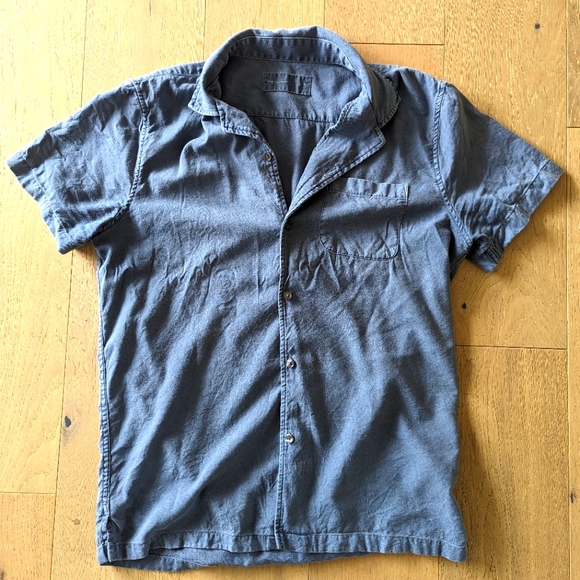 Abercrombie camp collar short sleeve button up shirt in washed blue - Picture 3 of 4